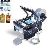SENODON Semi-Automatic Labeling Machine, Round Bottle Label Applicator, Provides consistent Sticker Placement for Glass, Plastic, and Metal containers. Suitable for Food, Beverage
