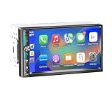 Double Din Car Stereo 7 Inch Wireless Apple Carplay Android Auto, HD QLED Touchscreen Car Radio, Bluetooth 6.0, 240W 4-Channel RCA, High Power, 2 Subwoofer Ports, AM/FM, SWC, Backup Camera(Blue)
