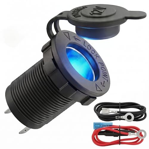Weasch 12V Cigarette Lighter Socket, 12 Volt Female Power Outlet Socket Replacement with Blue LED Light for Car, RV, Boat, Motorcycle, ATV