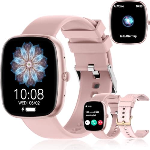 PEJE Smart Watch for Women Men (2 Bands), Bluetooth Call HD DIY Dial Smartwatch, Fitness Tracker with 120+ Sports Modes, Running Watch with Step Counter Heart Rate Sleep Monitor (Inches, 1.83, Pink)