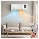 Smart Wall Mounted Portable Air Conditioner Fan, 2-in-1 Heater & Fan Combo, Quiet Small Ac Unit with Remote & Timer for Bedroom Bathroom Garage Office White