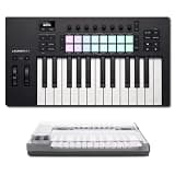 Novation Launchkey 25 MK4 25-Key MIDI Keyboard Controller Bundle with Decksaver LE Cover — 16 Aftertouch Pads, OLED, Chord and Scale Modes USB-C Keyboard for Music Production, Beat Making, FL Studio