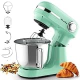 ANSTHOM Stand Mixer, 350W, 12-Speed Tilt-Head, 5.5QT and 4.5QT Dual Stainless Steel Bowls, with Dough Hook, Flat Beater, Whisk, Splash Guard, Mint Green