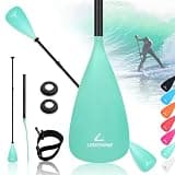 LEDONNE SUP Paddle 4-Piece Adjustable Stand Up Paddle Floating Lightweight Portable Kayak Paddle Paddleboard Oar with Aluminum Alloy Shaft, 2 Nylon Blades, Hook&Loop, Drip Ring, Green