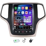 Car Stereo Radio Upgrade for Jeep Grand Cherokee 2014 2015 2016 2017, Wireless CarPlay and Android Auto, Android 13, SWC Voice Control, GPS, Bluetooth 5.0, WiFi, with 1080P Rear Camera
