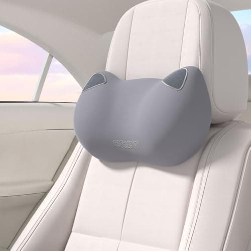 RICE SOUP Natural Latex Car Headrest Neck Pillow, Car Neck Pillow for Driving Fatigue Relieve, Latex Neck Pillow for Travel Car Seat Driving, Home, Office (Gray)