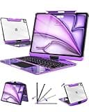 Clear Keyboard Case for iPad Air 11 inch (M4/M3/M2, 2026/2025/2024) & iPad Pro 11 inch(1st/2nd/3rd/4th) & 10.9 inch iPad Air 4/5th Gen, 7-Color Backlit Keyboard with Trackpad and 360°Rotating, Purple