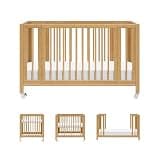Babyletto Rolli 9-in-1 Convertible All-Stages® Bassinet to Full-Size Crib in Honey, Greenguard Gold Certified, Portable & Adjustable with Select Conversion kit and Pads Included