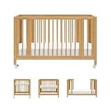 Babyletto Rolli 9-in-1 Convertible All-Stages® Bassinet to Full-Size Crib in Honey, Greenguard Gold Certified, Portable & Adjustable with Select Conversion kit and Pads Included