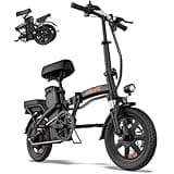 URLIFE Folding Electric Bike for Adults, 14" Portable Commuter ebikes, 20-40 Mile Long Range, 500W Peak Motor, 20MPH, UL 2849 Mini Bikes for Teens (Matte Black​)