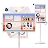 Kiyomo 32" Smart Portable TV on Wheels, UHD Touch Screen Rolling TV, 16GB RAM + 128GB Storage, Powerful Qualcomm Snapdragon CPU, Android 14 EDLA Certified, Supports Google Play