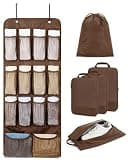 BAGSMART Hanging Compression Packing Cubes for Closet Organizers And Storage, 6 Set Suitcase Organizer Bags Set, Cruise Travel Essentials for Women, Mocha Brown