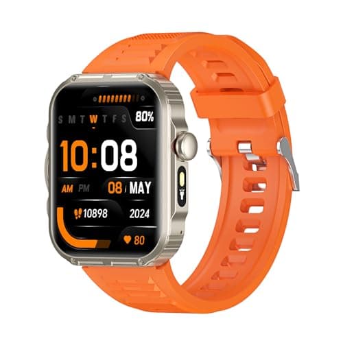 Smart Watch for Men, 120+ Sports Modes Smartwatch with 1.83" HD Touchsreen, Sleep Monitor, IP67 Waterproof, Bluetooth Call & Music Control Fitness Watch for iPhone/Android Black (Orange)