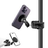 Khazylorr Mic Stand Phone Holder, for MagSafe Clamp Mount Phone Holder Handlebar, 360° Swivel Magnetic Microphone Stand Phone Mount Clip for iPhone 16 15 14 MAX Pro Samsung Galaxy Any Smartphones