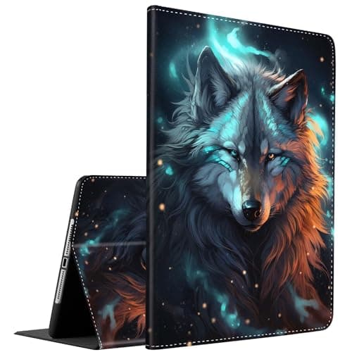 Case for Samsung Galaxy Tab S10 Plus 2024/S9 FE+/S9 Plus 12.4 Inch 2023 - SM-X820/X826B/X610/X616B/X810/X816B ，Slim Fit Foldable Standing Cover Case with Auto Sleep/Wake ，White Wolf in Nebula