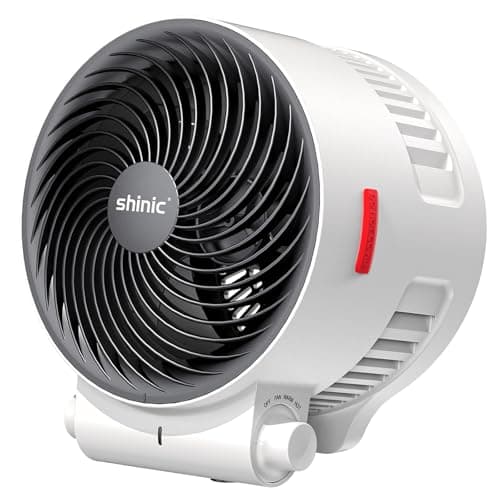 shinic Desk Fan and Heater Combo, Portable Cooling Air Circulator Fan, Tip-Over & Overheat Protection, Turbo Fan Space Heater Combo for Indoor Use Office, Bedroom, Living Room, ETL Listed, White