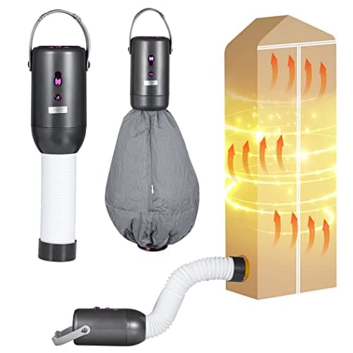 Generic Portable Clothes Dryer, 200-400W Multifunctional Small Dryer with Big Clothes Bags and Warm Shoe Expansion Tube for Travel Home Laundry