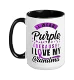 Alzheimer's Dementia Awareness Support Grandma I Wear Purple Ceramic Mug, Black/White, 15oz