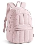 BAGSMART Womens Backpack Travel Laptop Backpack for Women, Quilted College Laptop Bookbag, Work Back Pack for Women, Cute Computer Water-Resistant Casual Daypack, Puffer Soft Pink