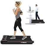 GOYOUTH 2 in 1 Under Desk Electric Treadmill Motorized Exercise Machine with Wireless Speaker, Remote Control and LED Display, Walking Jogging Machine for Home/Office Use (new-Black)