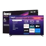 Roku Smart TV – 75-Inch Pro Series 4K QLED RokuTV with Backlit Roku Voice Remote Pro, Dolby Vision IQ, 120Hz Refresh Rate – Live Local News, Sports, Gaming (Renewed)