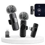 SUDEHO Dual Wireless Lavalier Microphone Set, Clip-On Design with Active Noise Reduction, for USB-C Android (Ironblack, Medium)