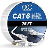 Cat 6 Ethernet Cable 75 ft, 10Gbps High Speed Ethernet Cable, Internet Cable Outdoor&Indoor, Rj45 Cat6 Cable Long Ethernet Cable for Computer, Router, Modem, PS4/5, Xbox, Gaming- White