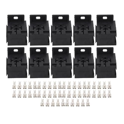 Adfaga 5 Pin Relay Socket Kit 10Pcs High Current 40A ABS Automotive Relay Connector with 50 Terminals for Car Alarm System Headlight Wiring Remote Starter Installation