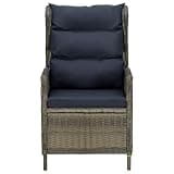 KPOUTRFG Synthetic Poly Rattan Reclining Garden Chair Brown and Black Round PE Rattan Chair with Adjustable Backrest and Powder-Coated Steel Frame for Outdoor Patio Terrace