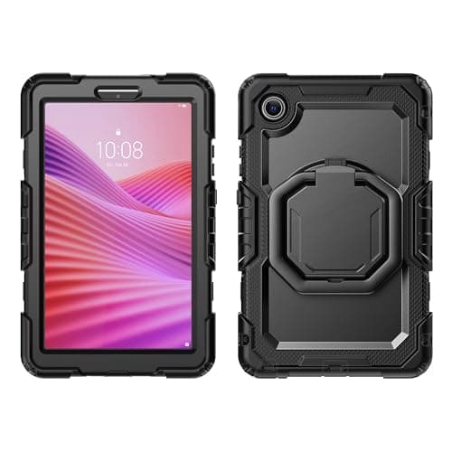 Compatible with Lenovo Tab One 8.7 inch/K9 TB305FU (2025) CCases with Screen Protector,360 Rotating Stand/Shoulder Straps,Shockproof Case Protective Cover for Tab One 8.7 inch/K9(Black)