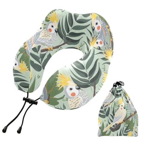 ZOEO Travel Pillow for Neck Head, Beautiful Parrots Memory Foam Padding Sleeping Airplane Trains Cars Camping Office
