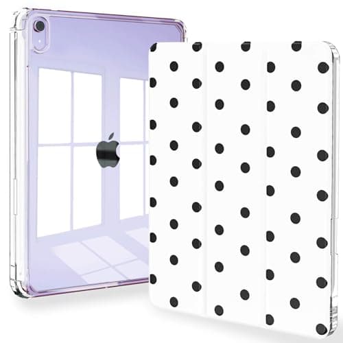 Feams Case for iPad mini 7 A17 Pro 2024, Slim Lightweight Trifold iPad mini A17 Pro Case 8.3 Inch 2024 Clear Back Transparent Cover with Pencil Holder & Auto Sleep, Polka Dot