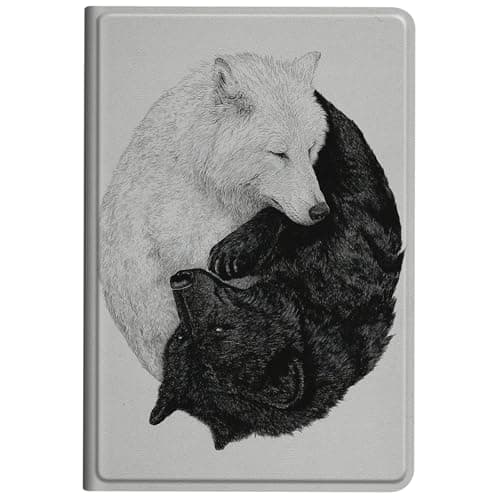 Case for Amazon Kindle Fire Max 11 (13th Generation, 2023 Release) 11" Slim Fit Standing Cover with Auto Sleep/Wake, White Wolf Black Bear Cover for Girl Women Boy Men