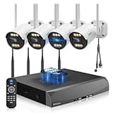 《130°Wide Angle & Two-Way Audio》Wireless Security Camera System Outdoor, WiFi Cameras Systems,Video Surveillance DVR Kits