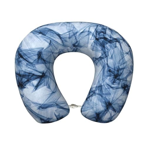 GaxfjRu Dark Blue Marble Print Cervical Neck Pillow, Premium Airplane Travel Essentials During Air Travel and Long Flights