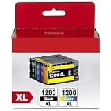 VOREDO 1200XL Ink Cartridges Compatible for Canon 1200 XL Ink Cartridges PGI-1200XL PGI1200 XL Use for Canon MB2720 MB2350 MB2320 MB2120 MB2050 MB2020 Printer (Black, Cyan, Magenta, Yellow, 4 Pack)