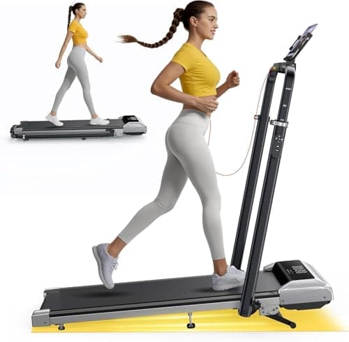 TOPUTURE Walking Pad Treadmill with 12% Incline, 6-in-1 Folding Treadmill with Adjustable Handlebar, Under Desk Treadmill for Home & Office, Portable Walking Pad with App, Remote Control & LED Display
