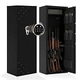 Garvee Rifle Gun Cabinet for Home Office, Cold Rolled Steel Gun Storage Cabinet XS-1400CZ with Removable Rifle Rack, Removable Storage Shelf, Interior LED Light, 1.1 m Door Panel, Knock-Down Design