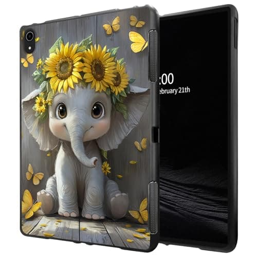 RMJKXQZG Tablet Case for iPad 10Th Generation for iPad 10.9 Inch Case (2022) Slim Design Matte TPU Rubber Soft TPU Protective Cover for iPad 10th Gen, Golden Sunflowers Cute Elephant