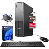 Lenovo ThinkCentre Neo 55s Business SFF Desktop, AMD Ryzen 5 220 up to 4.9 GHz, 32GB DDR5, 1TB SSD, Support 2-Monitor 4K, HDMI, DP, Wired KB & Mouse, Wi-Fi 6, Windows 11 Pro, External DVD Bundle