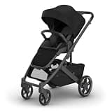 UPPAbaby Cruz V3 Stroller - from Birth + Car Seat Compatible - Full-Size, Reversible Seat - Infant Insert, Bug and Rain Shields Included - James (Black/Carbon Frame/Black Leather)