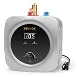 Kenuos Mini Tank Water Heater 2.5 Gallon Under Sink Instant Water Heater with LED Dsiplay,T&P Valve,3-Way Diverter,110V 120V Small Hot Water Heaters for Kitchen Apartment RV Bathroom Gray