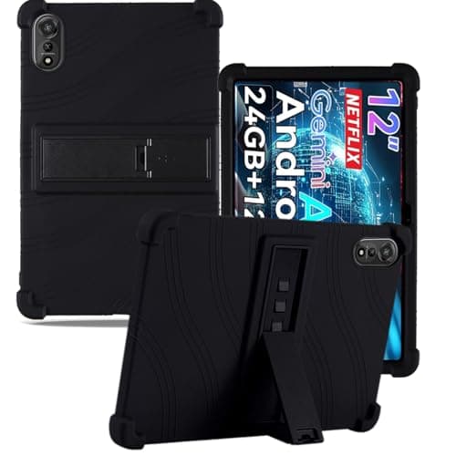 Case for Nexall N90,NOUKAJU Tablet Protection Case,Adjustable Bracket,Soft Silicone,Silicone Protection Cover for Nexall N90 Tablet 12inch(Black)