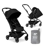 Joolz Aer2 Travel Stroller + Nest-to-Seat + Rain Cover Bundle – Lightweight Newborn to Toddler Travel System, One-Hand Fold, Airplane Compatible, Parent-Facing & Forward-Facing, Space Black