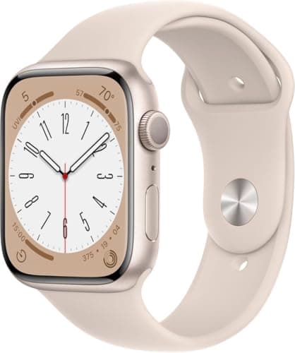 Apple Watch Series 8 [GPS, 45mm] - Starlight Aluminum Case with Starlight Sport Band, M/L (Renewed)