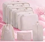 Rasakraft Nylon Travel Packing Cubes, 7 Pieces, for Clothes, Laundry, Toiletry, Cosmetics, Luggage Organisation