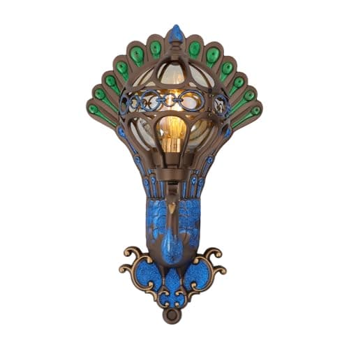 Deturprostore Peacock Wall Light, Retro Art Decor Sconce LED Wall Mounted Lamp, Antique Exterior Garden Sconce, for Porch Hallway Front Door Balcony Backyard