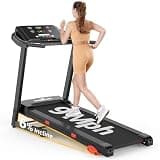 THERUN Incline Treadmill, Manual Incline Treadmill for Running and Walking, 300 lbs Weight Capacity, Wide Belt,3.0HP,18" LED Screen, 2 Layers Shock-Absorbing, Red