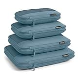 SOARSAIL 4 Piece Compression Packing Cubes for 3–7 Day Travel, Lightweight Travel Organizers with Breathable Mesh, Double-Zipper Packing Cubes for Carry-On & Suitcases (Gray Blue)