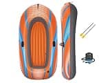 Inflatable Boat Set 73" x 38" – 2-Person Raft with Oars, Foot Pump & Repair Patch, High-Visibility Orange Inflatable Raft for Lake, Pool & Fishing, 210 lbs Capacity
